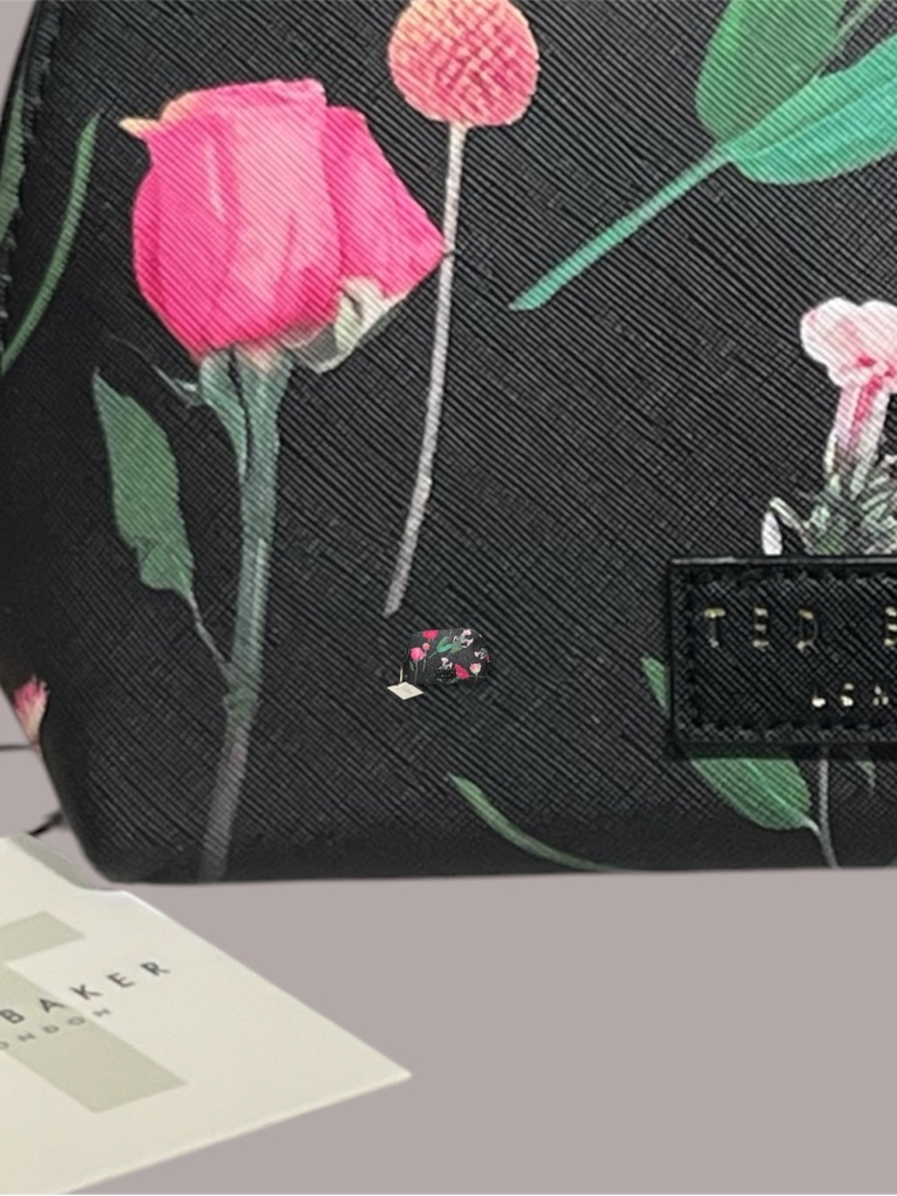 Ted Baker Black Floral Cosmetic Pouch - Picture 2 of 10